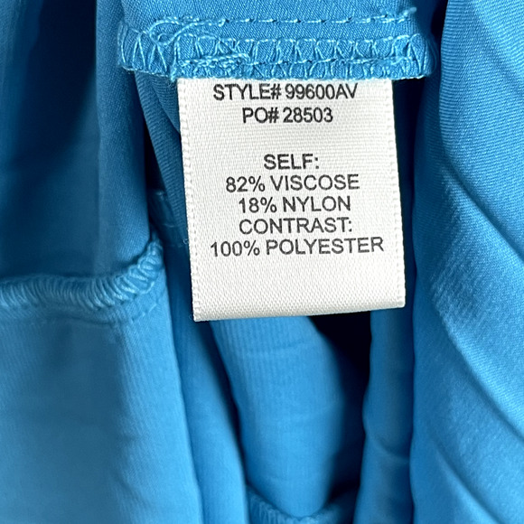 Avara Mixed Media Pleated Midi Dress Womens XL Blue Mock Neck Knit Satin Chic - Picture 8 of 15